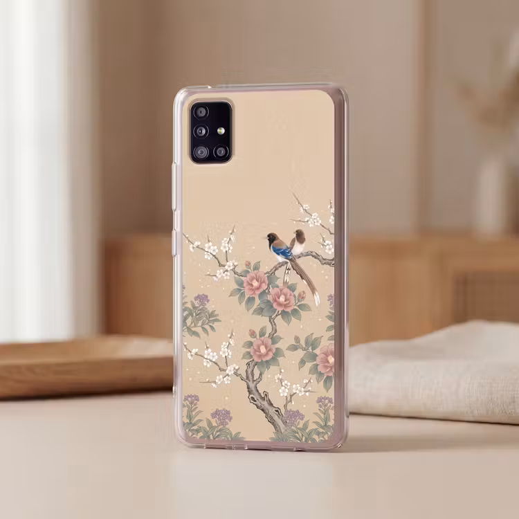 Bloemen - Vogels - Bloemen Telefoonhoesje Samsung Galaxy A51 5G klein -sfeer2