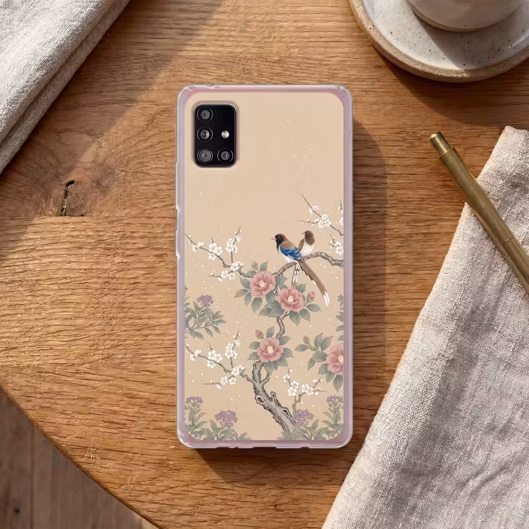 Bloemen - Vogels - Bloemen Telefoonhoesje Samsung Galaxy A51 5G klein -sfeer1