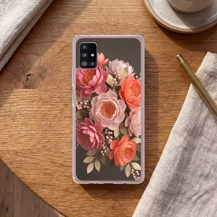Bloemen - Bloesem - Zacht - Koraal - Decoratie Telefoonhoesje Samsung Galaxy A51 5G klein -sfeer1