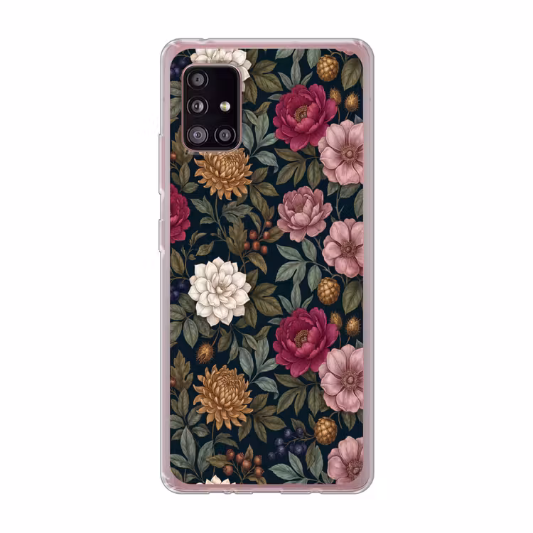 Bloemen - Botanisch - Illustratie - Donker - Vintage Telefoonhoesje Samsung Galaxy A51 5G klein -3d