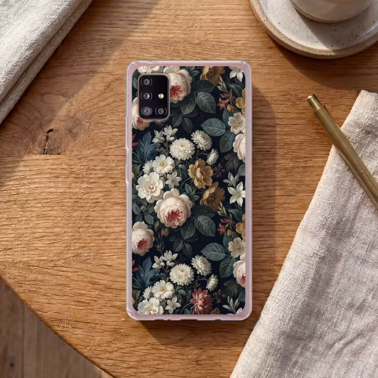 Bloemen - Boeket - Botanisch - Vintage - Donkere achtergrond Telefoonhoesje Samsung Galaxy A51 5G klein -sfeer1