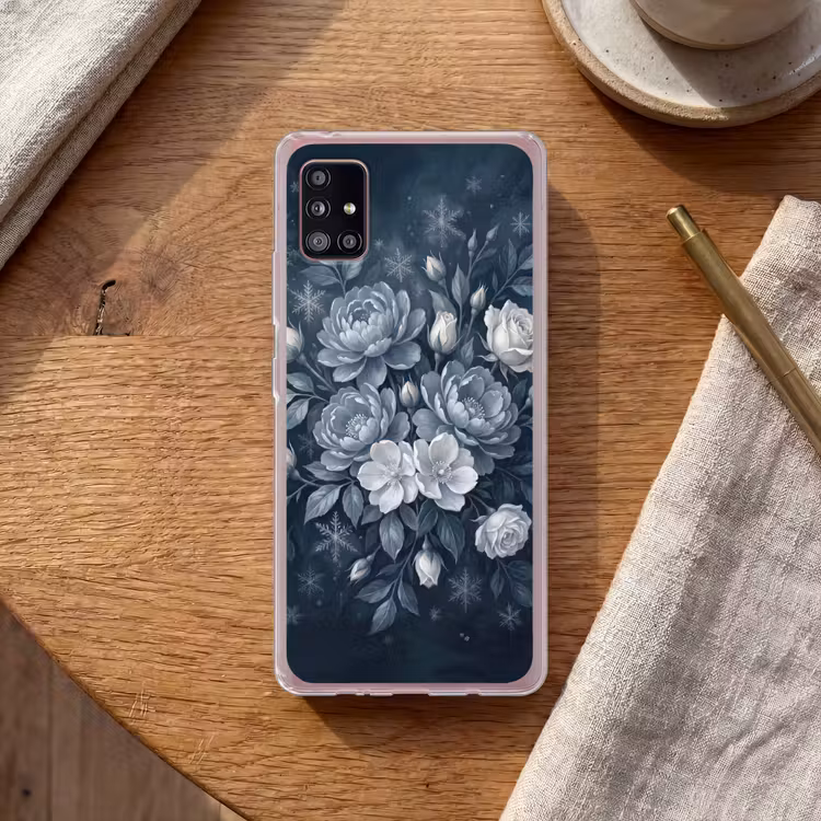 Bloemen - Boeket - Winter - Abstract - Blauw Telefoonhoesje Samsung Galaxy A51 5G klein -sfeer1