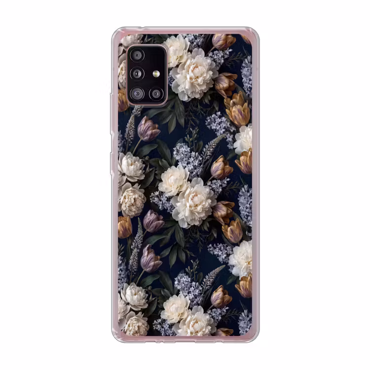 Bloemen - Donker - Elegant - Natuur - Wit Telefoonhoesje Samsung Galaxy A51 5G klein -3d