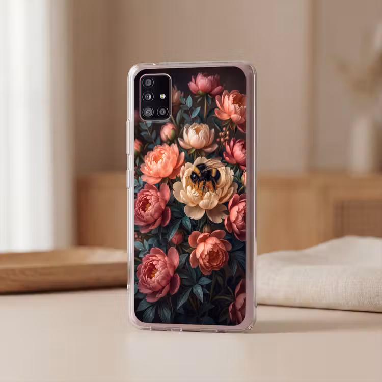 Bloemen - Insect - Natuur - Roze Telefoonhoesje Samsung Galaxy A51 5G klein -sfeer2