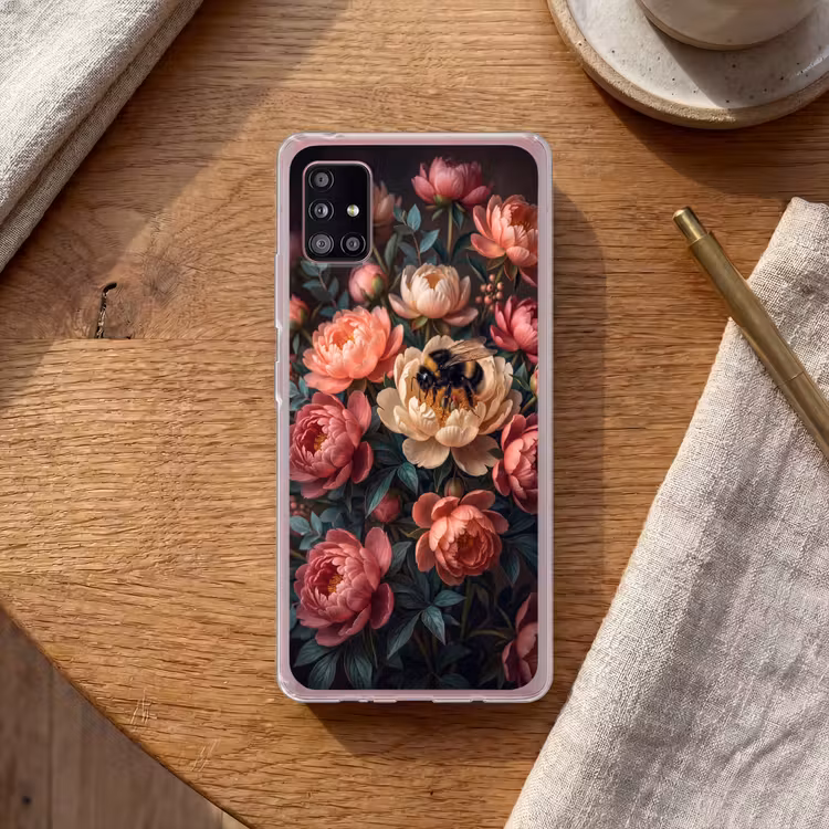 Bloemen - Insect - Natuur - Roze Telefoonhoesje Samsung Galaxy A51 5G klein -sfeer1
