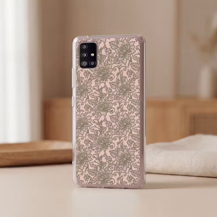 Bloemen - Kant - Patroon - Klassiek - Groen Telefoonhoesje Samsung Galaxy A51 5G klein -sfeer2