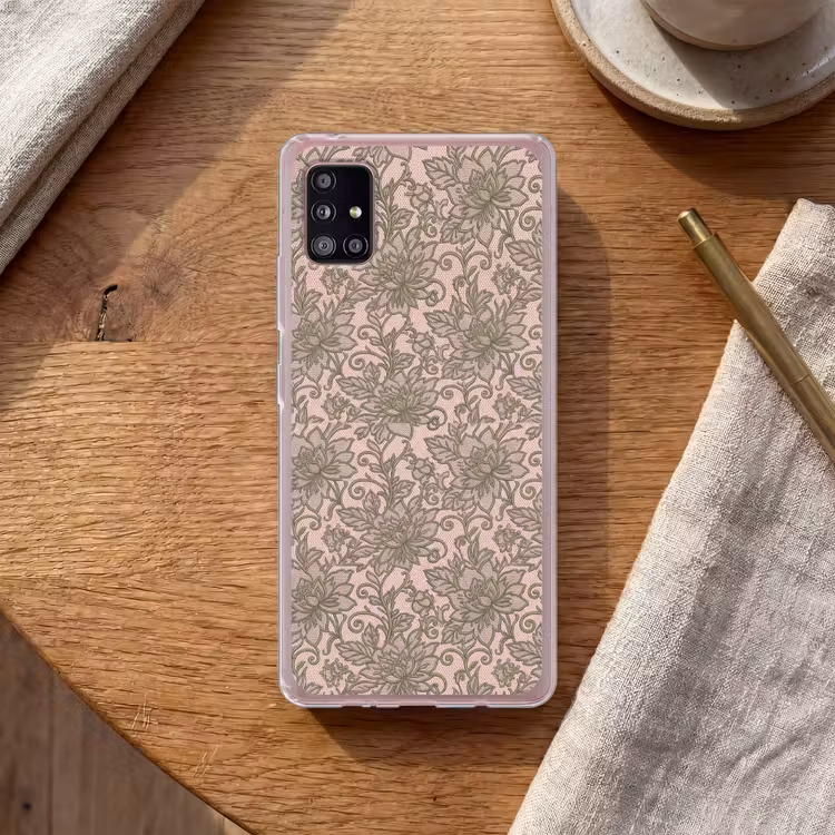 Bloemen - Kant - Patroon - Klassiek - Groen Telefoonhoesje Samsung Galaxy A51 5G klein -sfeer1