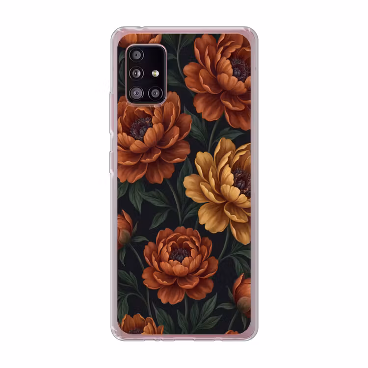 Bloemen - Bladeren - Natuur - Modern - Oranje Telefoonhoesje Samsung Galaxy A51 5G klein -3d