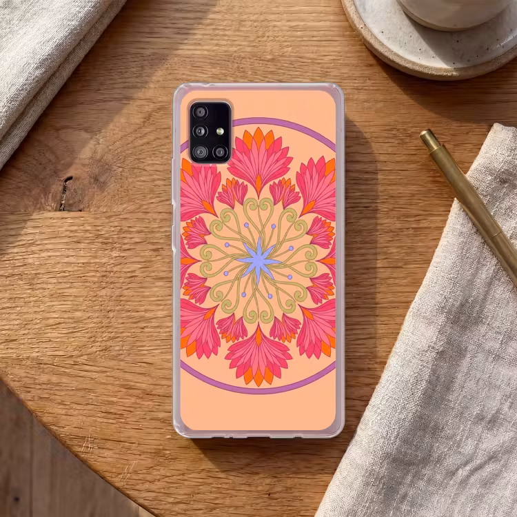 Bloemen - Patroon - Abstract - Roze - Decoratief Telefoonhoesje Samsung Galaxy A51 5G klein -sfeer1