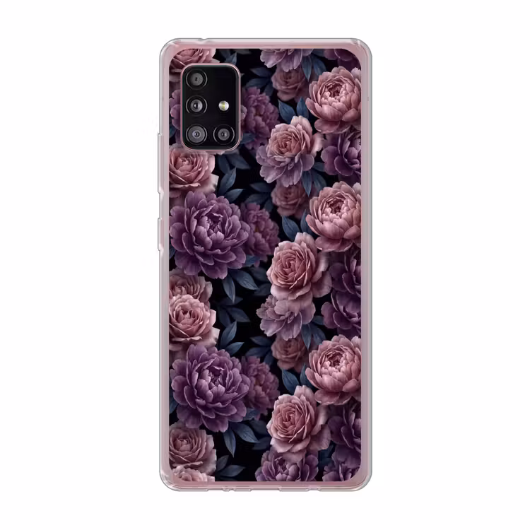 Bloemen - Patroon - Donker - Botanisch - Paars Telefoonhoesje Samsung Galaxy A51 5G klein -3d