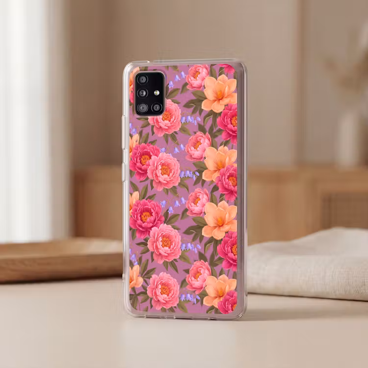 Bloemen - Patroon - Illustratie - Roze Telefoonhoesje Samsung Galaxy A51 5G klein -sfeer2