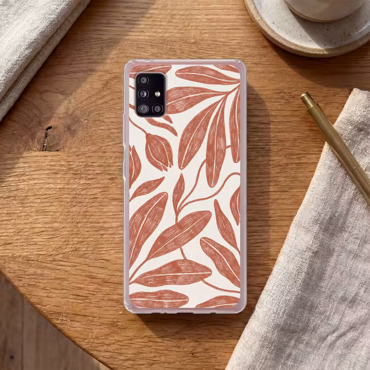 Bloemen - Patroon - Modern - Natuur - Bruin Telefoonhoesje Samsung Galaxy A51 5G klein -sfeer1