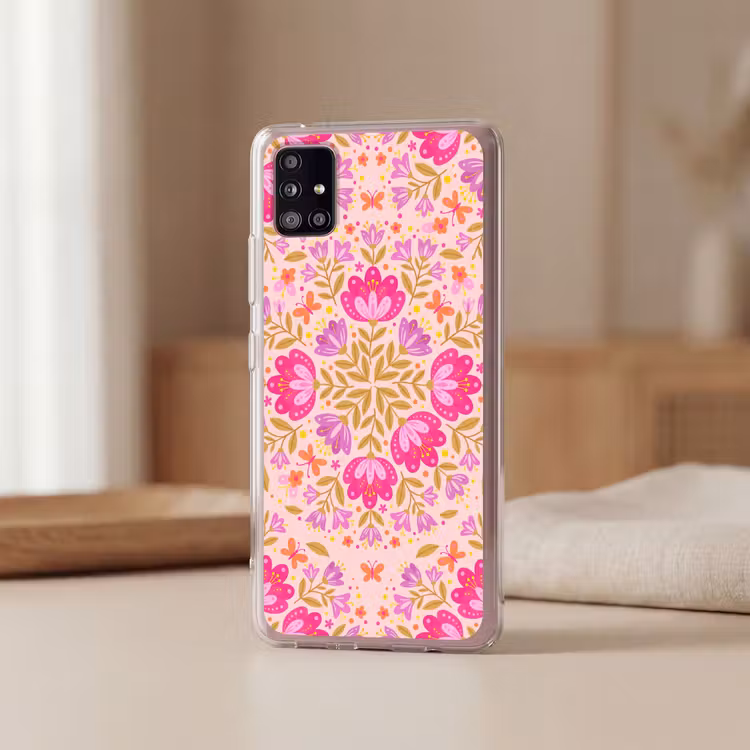 Bloemen - Patroon - Natuur - Abstract - Roze Telefoonhoesje Samsung Galaxy A51 5G klein -sfeer2