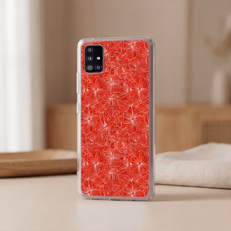 Bloemen - Patroon - Rood Telefoonhoesje Samsung Galaxy A51 5G klein 373 -sfeer2