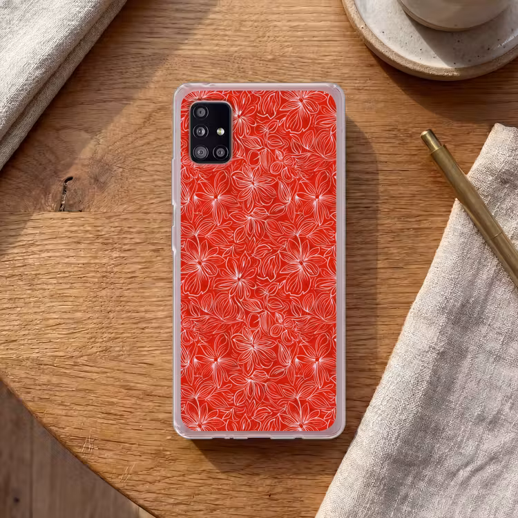 Bloemen - Patroon - Rood Telefoonhoesje Samsung Galaxy A51 5G klein 373 -sfeer1