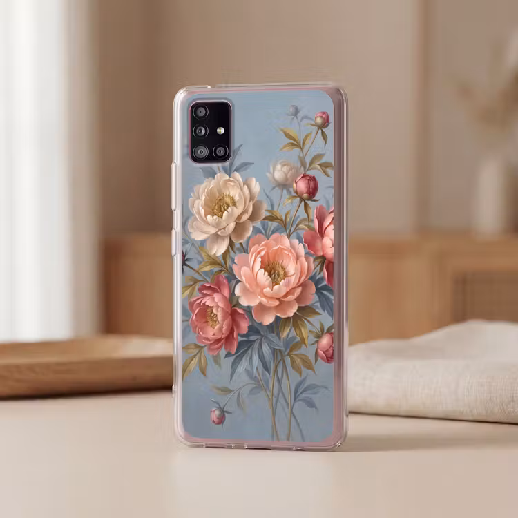 Bloemen - Roze - Beige - Modern - Natuur Telefoonhoesje Samsung Galaxy A51 5G klein -sfeer2