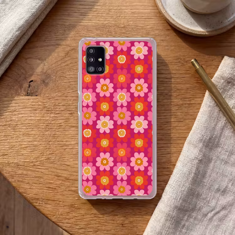 Bloemen - Retro - Kleurrijk Telefoonhoesje Samsung Galaxy A51 5G klein 373 -sfeer1