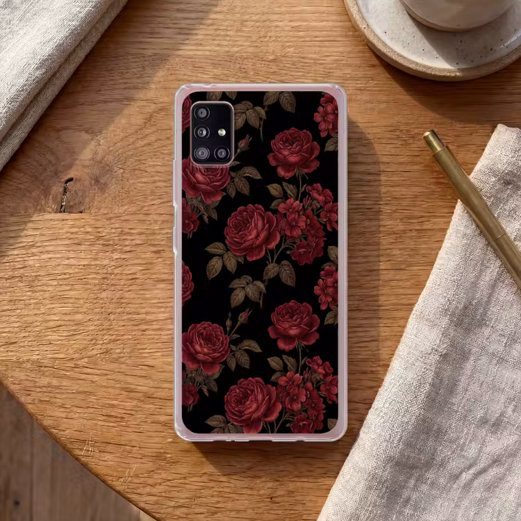 Bloemen - Roos - Patroon - Klassiek - Rood Telefoonhoesje Samsung Galaxy A51 5G klein -sfeer1