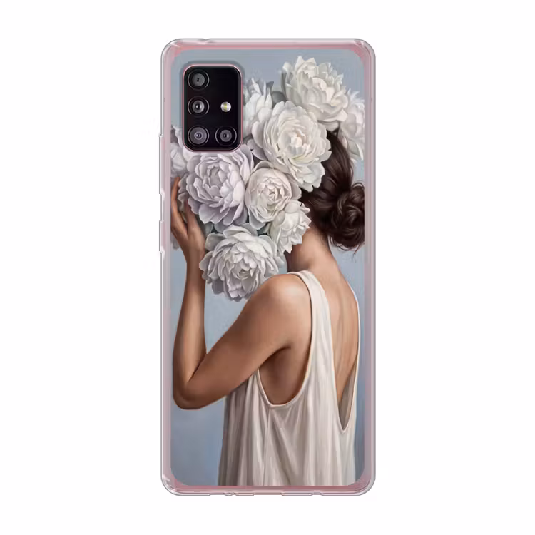 Bloemen - Vrouw - Wit Telefoonhoesje Samsung Galaxy A51 5G klein -3d
