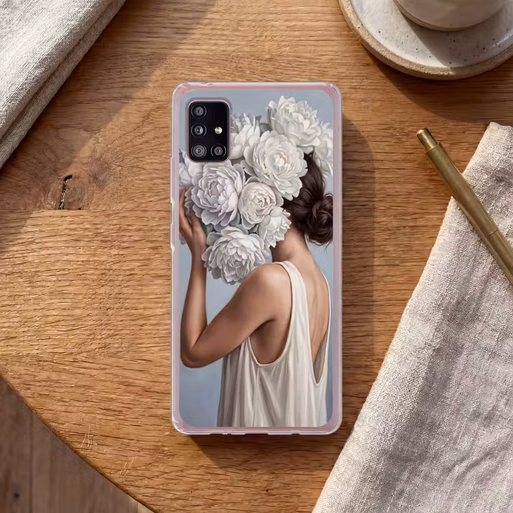 Bloemen - Vrouw - Wit Telefoonhoesje Samsung Galaxy A51 5G klein -sfeer1