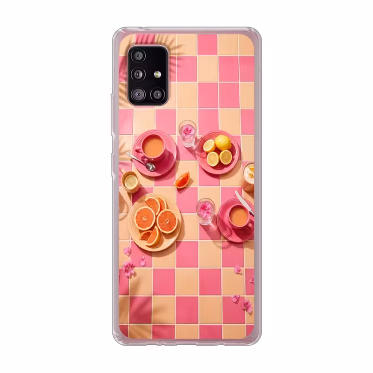 Eten - Citrusvruchten - Stillevens - Roze - Oranje Telefoonhoesje Samsung Galaxy A51 5G klein -3d