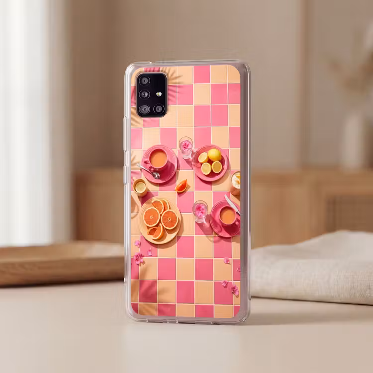 Eten - Citrusvruchten - Stillevens - Roze - Oranje Telefoonhoesje Samsung Galaxy A51 5G klein -sfeer2