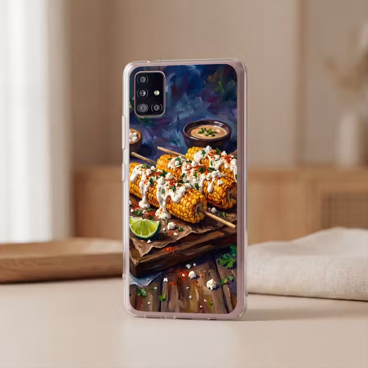 Eten - Maïs - Saus - Geschilderd - Geel Telefoonhoesje Samsung Galaxy A51 5G klein -sfeer2