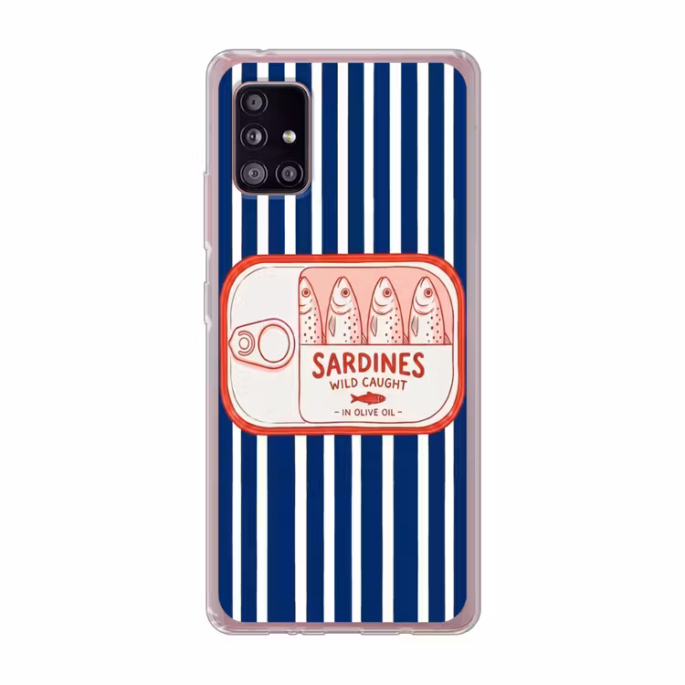Eten - Vis - Blik - Illustratie - Rood Telefoonhoesje Samsung Galaxy A51 5G klein -3d