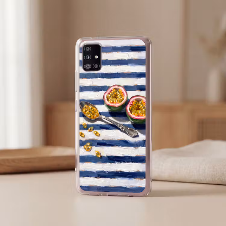 Eten - Passievrucht - Tropisch - Modern - Kleurrijk Telefoonhoesje Samsung Galaxy A51 5G klein -sfeer2