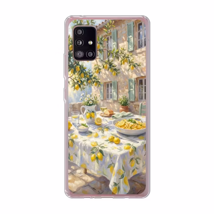Eten - Terras - Zomer - Geschilderd - Geel Telefoonhoesje Samsung Galaxy A51 5G klein -3d