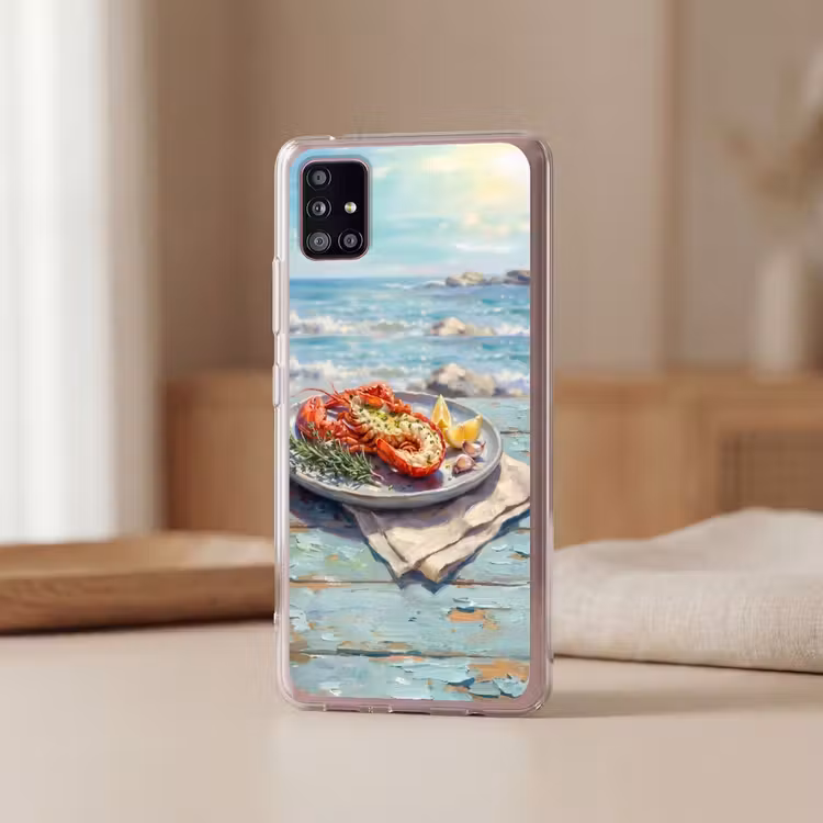 Eten - Zee - Kust - Modern - Blauw Telefoonhoesje Samsung Galaxy A51 5G klein -sfeer2