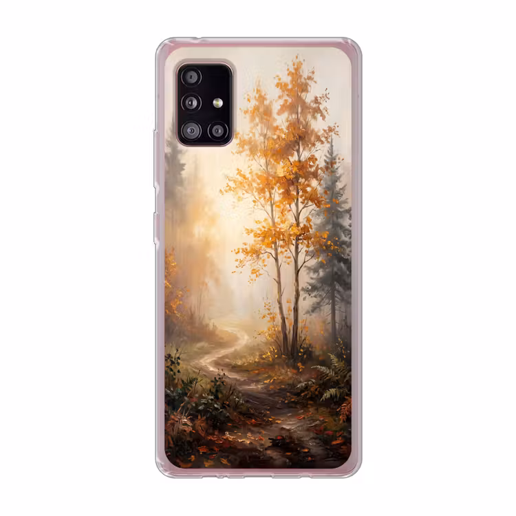 Bospad - Herfstbladeren - Natuur - Schilderachtig - Oranje Telefoonhoesje Samsung Galaxy A51 5G klein -3d