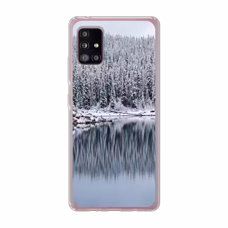 Bos - Reflectie - Meer - Winter - Serene Telefoonhoesje Samsung Galaxy A51 5G klein -3d