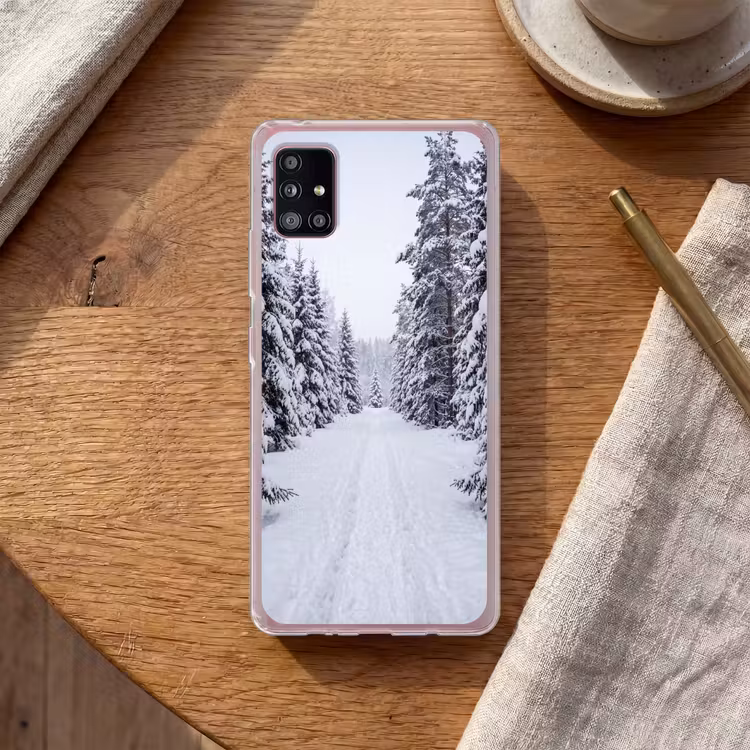 Bos - Winter - Sneeuw - Pad - Natuur Telefoonhoesje Samsung Galaxy A51 5G klein -sfeer1