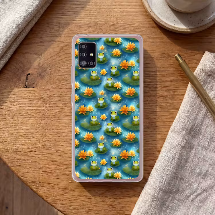 Kikker - Lelies - Groen Telefoonhoesje Samsung Galaxy A51 5G klein 373 -sfeer1