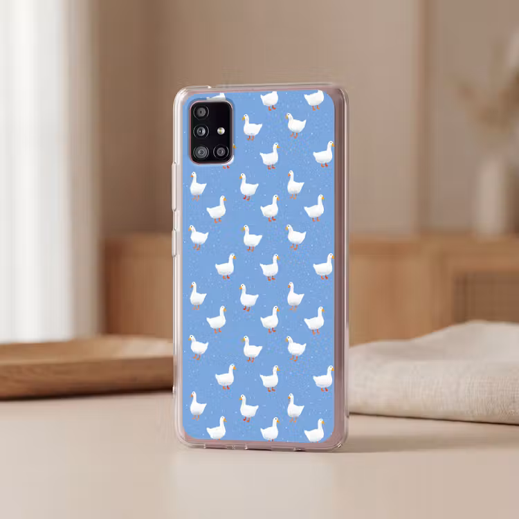 Ganzen - Elegant - Blauw Telefoonhoesje Samsung Galaxy A51 5G klein 373 -sfeer2
