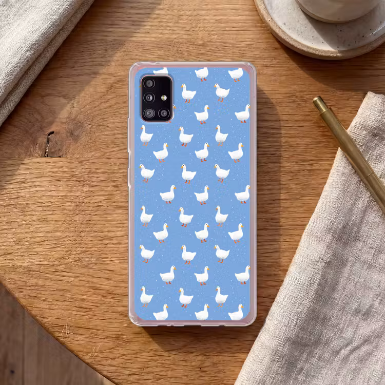 Ganzen - Elegant - Blauw Telefoonhoesje Samsung Galaxy A51 5G klein 373 -sfeer1