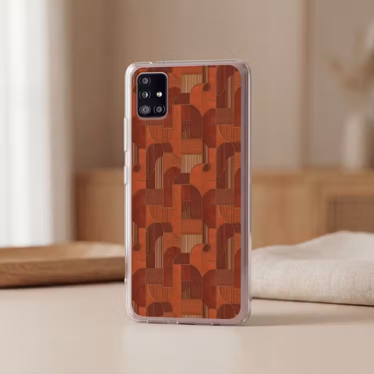Geometrisch - Abstract - Textuur - Bruin Telefoonhoesje Samsung Galaxy A51 5G klein 373 -sfeer2
