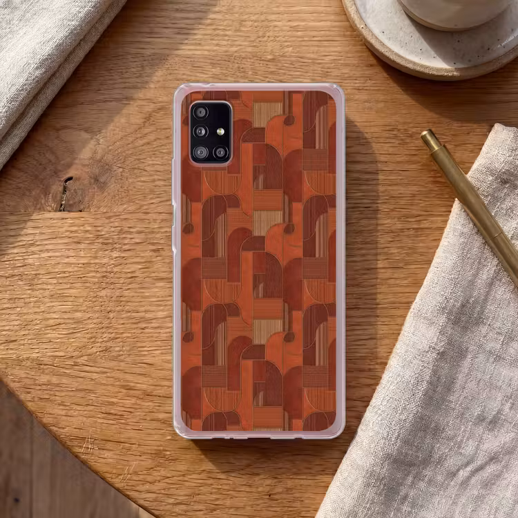 Geometrisch - Abstract - Textuur - Bruin Telefoonhoesje Samsung Galaxy A51 5G klein 373 -sfeer1