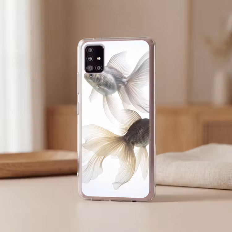 Goudvissen - Modern - Wit Telefoonhoesje Samsung Galaxy A51 5G klein -sfeer2