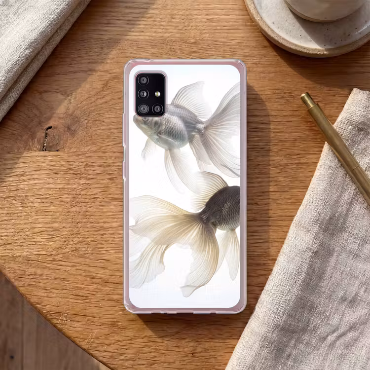 Goudvissen - Modern - Wit Telefoonhoesje Samsung Galaxy A51 5G klein -sfeer1