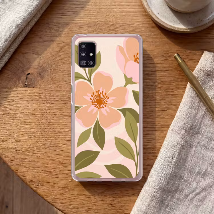 Grafisch - Bloemen - Roze Telefoonhoesje Samsung Galaxy A51 5G klein -sfeer1
