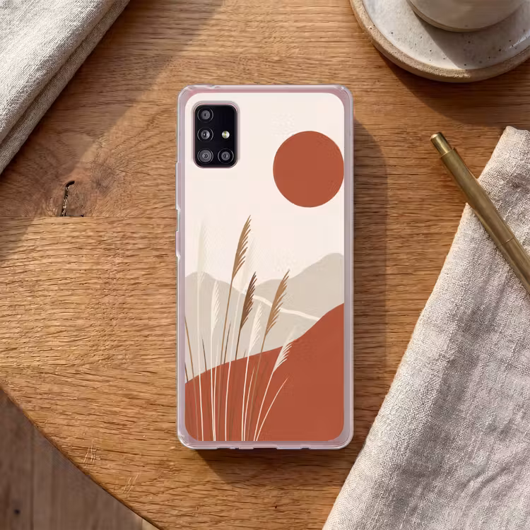 Gras - Landschap - Natuur - Abstract - Beige Telefoonhoesje Samsung Galaxy A51 5G klein -sfeer1