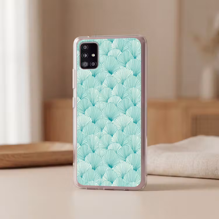 Groen - Wit - Ginko - Getekend - Textuur Telefoonhoesje Samsung Galaxy A51 5G klein 373 -sfeer2