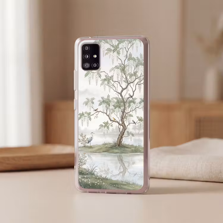 Reiger - Landschap - Groen Telefoonhoesje Samsung Galaxy A51 5G klein -sfeer2