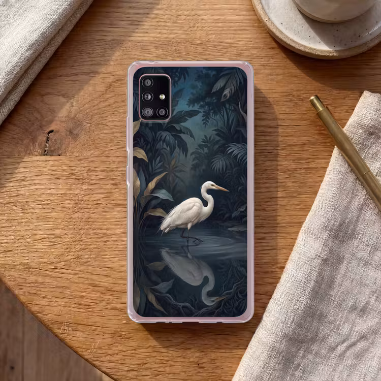 Reiger - Water - Natuur - Modern - Wit Telefoonhoesje Samsung Galaxy A51 5G klein -sfeer1