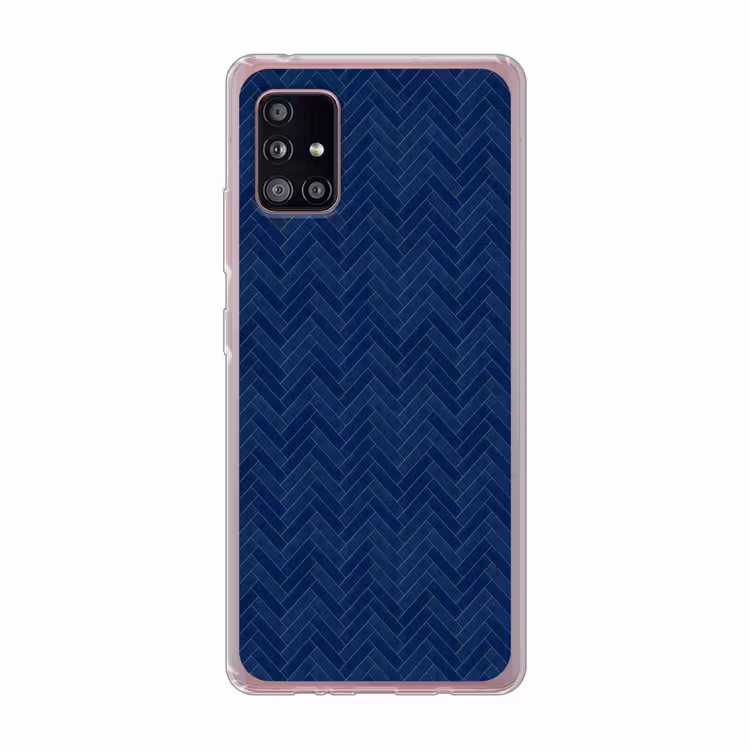 Visgraat - Wandtegel - Donkerblauw - Navy Blue Telefoonhoesje Samsung Galaxy A51 5G klein 373 -3d