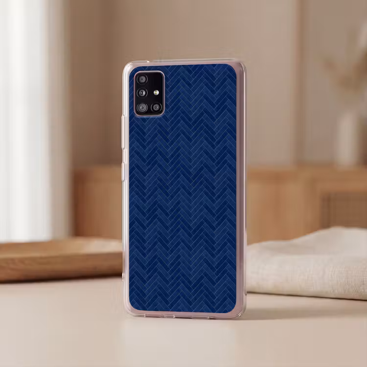 Visgraat - Wandtegel - Donkerblauw - Navy Blue Telefoonhoesje Samsung Galaxy A51 5G klein 373 -sfeer2