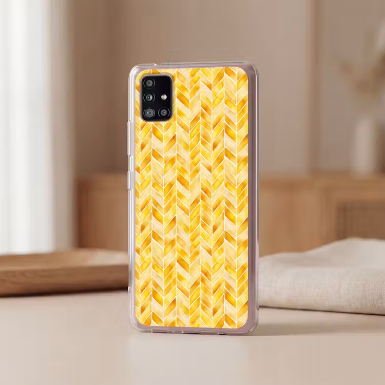 Visgraat - Aquarel - Patronen - Goudgeel Telefoonhoesje Samsung Galaxy A51 5G klein 373 -sfeer2