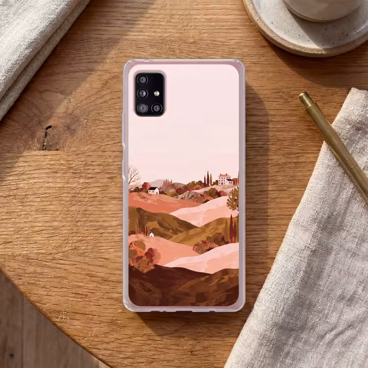 Heuvellandschap - Grafisch - Terracotta Telefoonhoesje Samsung Galaxy A51 5G klein -sfeer1